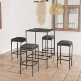 Set mobilier bar de gradina, cu perne, 5 piese, gri, poliratan GartenMobel Dekor, vidaXL