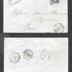 France 1860 Postal History Rare Old Cover + Content Paris to Nantes DB.486