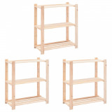 Cumpara ieftin Rafturi depozitare 3 niveluri 3 buc. 80x38x90cm pin masiv 150kg