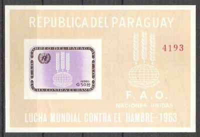 Paraguay 1963 FAO, imperf. sheet, MNH N.034 foto