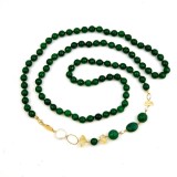 Colier lung Charleston agat verde, perle cultura &amp; cuarț citrin, argint placat aur 925, 120cm, bijuterie handmade Made in Italy