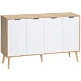HOMCOM Comodă Bucătărie, Mobilier de Bucătărie cu Rafturi Reglabile și Picioare din Lemn de Pin, Bufet Modern pentru Living, Living, Sala de Mese, 120