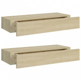 Dulapuri de perete cu sertare 2 buc. stejar 60x23,5x10 cm MDF