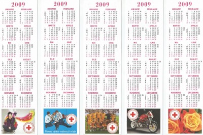 Romania, Societatea Nationala de Cruce Rosie, lot 1 calendare orar, 2009 foto