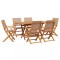 Set mobilier de gradina 7 piese textil taupe/lemn masiv