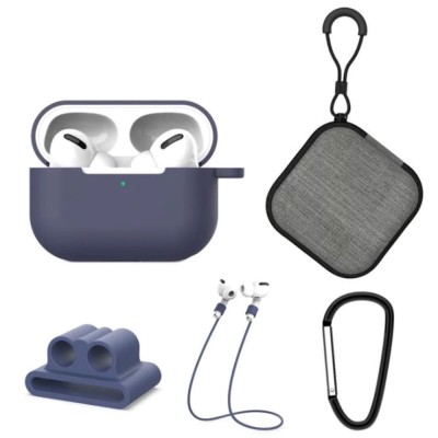Set extins 5 in 1 pentru protectia castilor Apple Airpods Pro, culoarea albastru denim foto