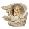 Glob Lichid Decorativ Crăciun, 8 cm, Sticlă, Bej, &Icirc;nger &icirc;n Aripi, Oem