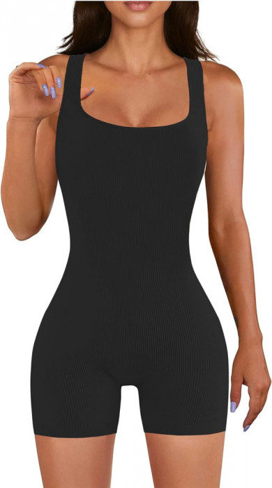 NOCEL Femei de vară fără m&acirc;neci Tank Bodycon Romper Short Yoga Jumpsuit