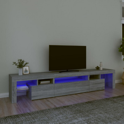 vidaXL Comodă TV cu lumini LED, gri sonoma, 215x36,5x40 cm foto