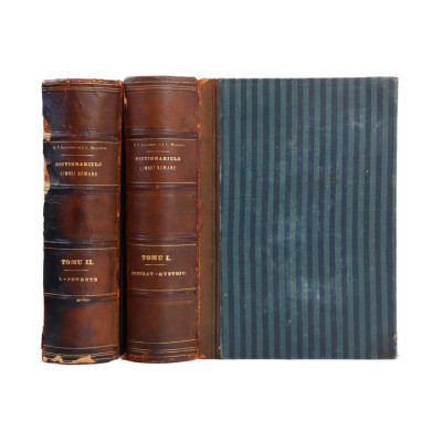 A. T. Laurian și I. C. Massimu, Dicționarul Limbii Rom&amp;acirc;ne, 1871-1874, două volume + Glossariu, 1871, exemplarul de proba pentru autor foto