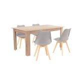 Cumpara ieftin Set de masă Lola 4+1 gri-stejar Sonoma