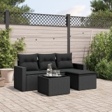 Cumpara ieftin Gossi set mobilier de gradina cu perne, 5 piese, negru, poliratan