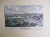 Hermannstadt (Sibiu),gravura in cupru,color,1830,rama,paspartu,sticla