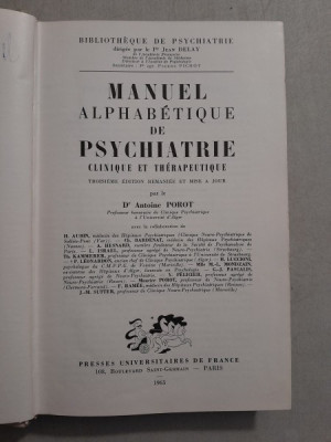 Manuel alphabetique de psychiatrie clinique et therapeutique - Antoine Porot foto