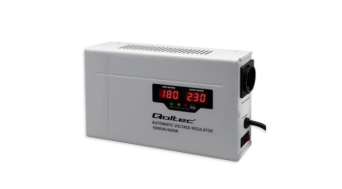 Stabilizator automat de tensiune Qoltec AVR 1000VA 3% | Compact | Transformator toroidal