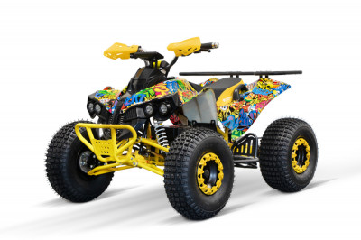 ATV electric NITRO EcoWarrior SPORT 1000W 48V 20Ah cu DIFERENTIAL, grafiti galben foto