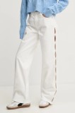PURPLE BRAND jeansi WIDE SIDE CUT OUT femei, culoarea alb, D2001-WCWH224