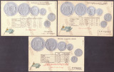 4313 - URUGUAY, Carti Postale EMBOSATE, cu monede - 5 buc. diferite, Necirculata, Printata