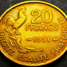 Moneda istorica 20 FRANCI - FRANTA, anul 1951 *cod 483 B