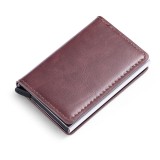 Portofel, Antifrauda, Compact, Maro, Piele ecologica, aliaj de aluminiu, Potrivit pentru 6-7 carduri bancare, Compact si elegant, usor de transportat
