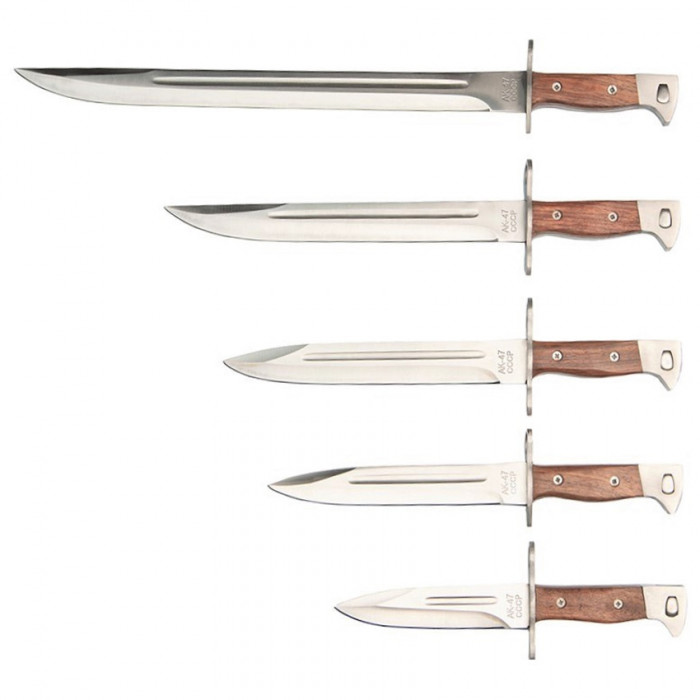 Set 5 cutite de vanatoare IdeallStore&reg;, Ak Undercover, otel inoxidabil, maro, teaca inclusa