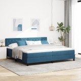 VidaXL Pat box spring cu saltea, albastru &icirc;nchis, 200x200 cm, catifea