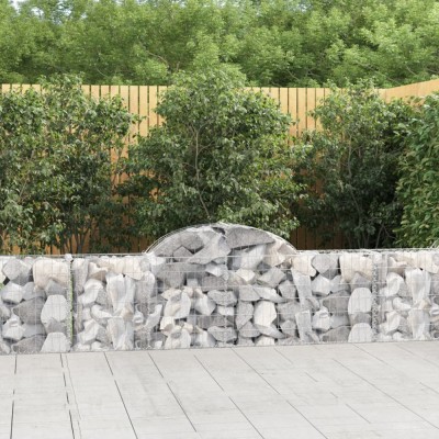 vidaXL Coșuri gabion arcuite 14 buc, 200x30x60/80 cm, fier galvanizat 3146080 foto