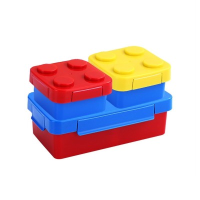 Set caserole pentru pranz interactive, Flippy, cuburi de construit, plastic, multicolor foto