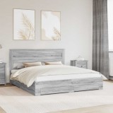 vidaXL Cadru de pat cu sertar cu headboard cu depozitare Lemn compozit 3409957