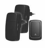 Sonerie fara fir si fara baterie 1 transmitator- comutator cinetic (1 buton) si 2 receptoare negre ( 2 sonerii) la priza , 38 melodii, distanta 150m., Omu System