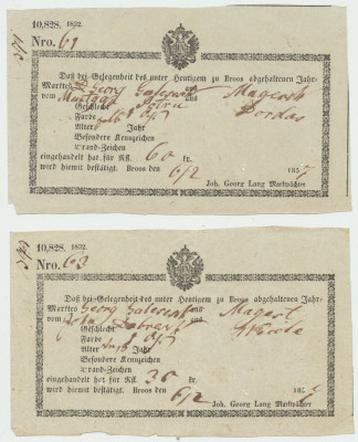 Transilvania 1832 doua documente de acces targul de vite Orastie limba germana foto