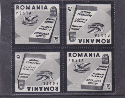 Spania/Romania, Exil romanesc, Drepturile om., em. a XVII-a,4X dant., 1959, MNH foto