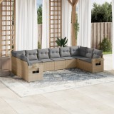 vidaXL Set canapele de grădină cu perne, 10 piese, bej, poliratan 3253006