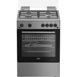 Aragaz pe gaz Beko FBGT62110DXO, 4 arzatoare, Siguranta flacara, Rotisor, Clasa A, Culoare Inox