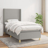 Gossi pat box spring cu saltea, gri deschis, 90x190 cm, textil
