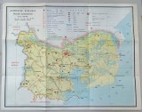 JUDETUL TULCEA , HARTA FIZICA / HARTA ECONOMICA PE VERSO , SCARA 1 : 400.000 , 1986