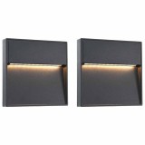 vidaXL Lămpi de perete LED de exterior, 2 buc., negru, 3 W, pătrat 45659