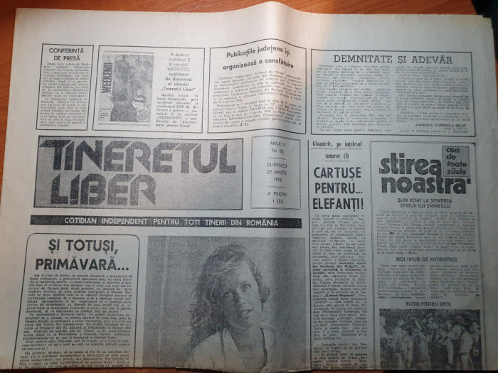ziarul tineretul liber 25 martie 1990-articolul &quot; petele albe ale revolutiei &quot;