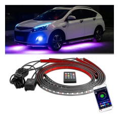 Kit Iluminare Sub Masina, LED RGB, Multicolor, Bluetooth si control din telefon, 2 buc x 60 cm si 2 buc x 150 cm