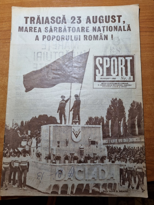 sport august 1987-sportul in jud. mehedinti,automobilismul romanesc,aro