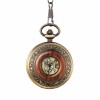 Ceas de buzunar Mecanic Vintage Gorben Skeleton, Insertie Lemn, Lant Bronz 36cm, Carcasa Aliaj, Cadran Vizibil 50mm