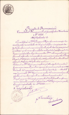 HST A273 Act 1887 semnat olograf președinte Comitet Permanent județul Vaslui foto