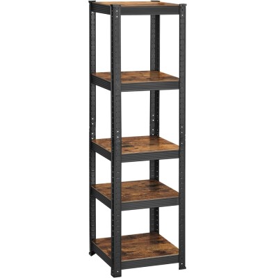 SONGMICS Etajera 5 rafturi ajustabile, structura metalica, stil industrial, MDF, 37x37x150 cm, maro si negru Household NewTrend foto