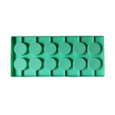 Forma silicon 12 cavitati, Rotund, Acadele din ciocolata sau Acadele din zahar, Verde, 27 cm, 293COF