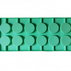 Forma silicon 12 cavitati, Rotund, Acadele din ciocolata sau Acadele din zahar, Verde, 27 cm, 293COF