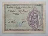 20 franci 1942 Algeria, seria K.30 939, stare bună