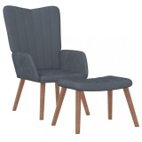VidaXL Scaun de relaxare cu taburet, gri &icirc;nchis, catifea