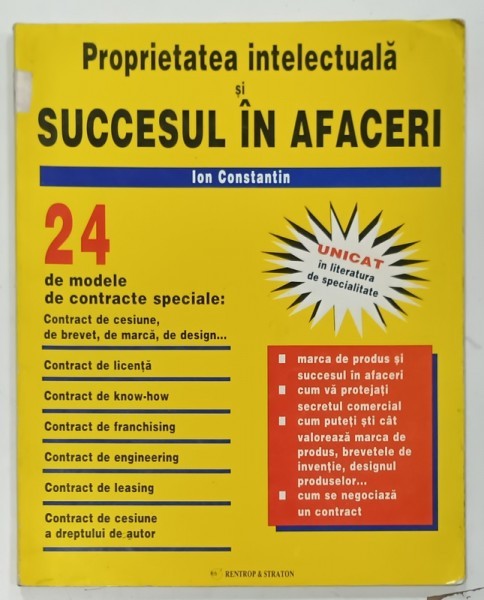 PROPRIETATEA INTELECTUALA SI SUCCESUL IN AFACERI de ION CONSTANTIN , 1996