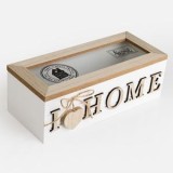 Cutie de depozitare din lemn cu capac din sticla, 24x10x8 cm, decorativa, alba, CMCLASS