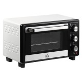 HOMCOM Cuptor Electric Ventilat cu Temperatură Reglabilă, 3 Moduri de Coacere, Tavă și Grătar, 44x32x28 cm, Alb | Aosom Romania